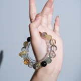 Abundant Fortune Curated Crystal Bracelet: Gold & Green Rutilated Quartz for Wealth & Career Success | 18k Gold Accents