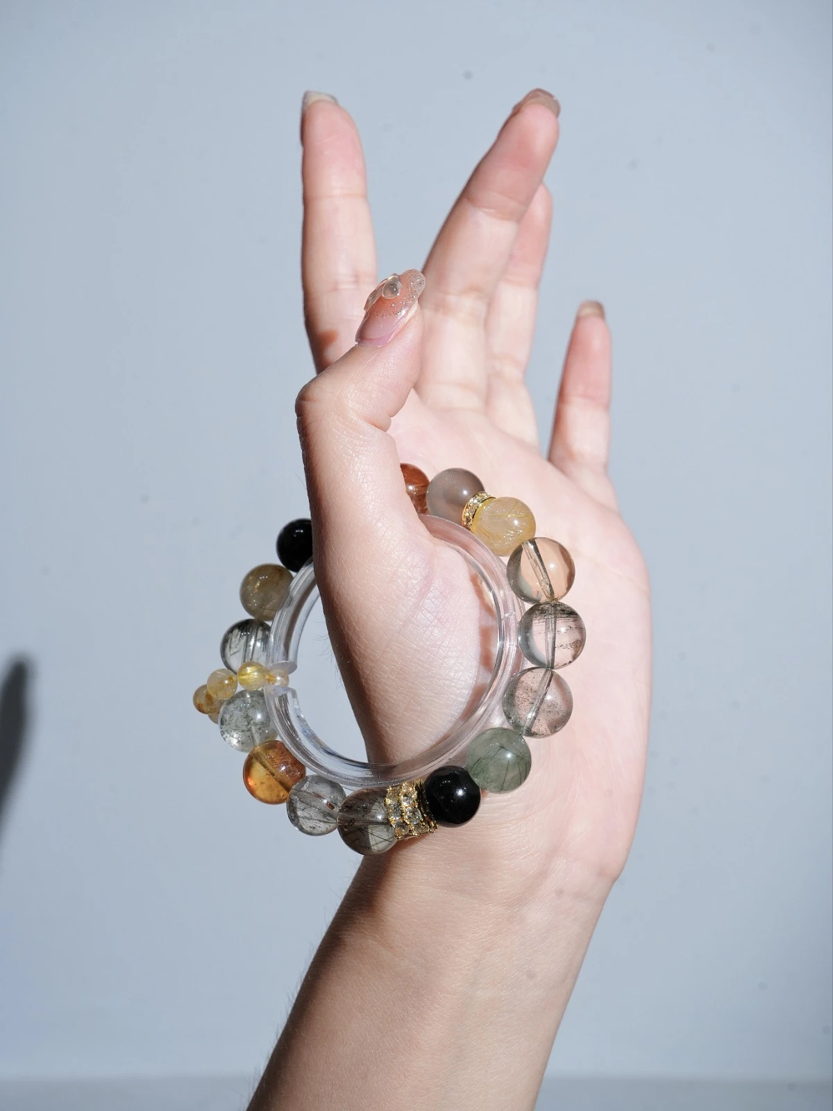 Abundant Fortune Curated Crystal Bracelet: Gold & Green Rutilated Quartz for Wealth & Career Success | 18k Gold Accents