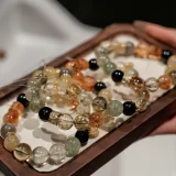 Abundant Fortune Curated Crystal Bracelet: Gold & Green Rutilated Quartz for Wealth & Career Success | 18k Gold Accents