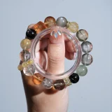 Abundant Fortune Curated Crystal Bracelet: Gold & Green Rutilated Quartz for Wealth & Career Success | 18k Gold Accents