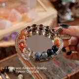 Sunset Blaze: Fire Element Crystal Bracelet for Leadership & Wealth Magnetism