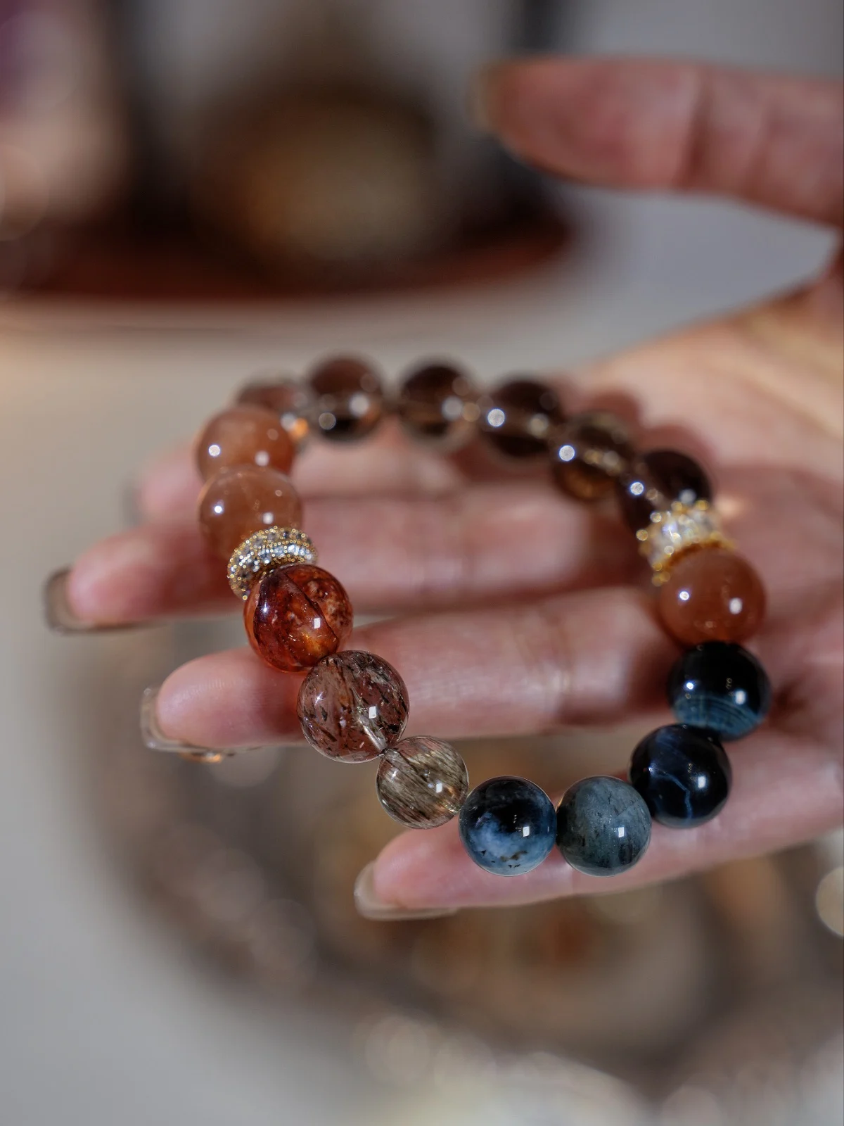 Sunset Blaze: Fire Element Crystal Bracelet for Leadership & Wealth Magnetism