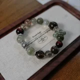 Aquarius Zodiac Crystal Bracelet – Green Vitality & Black Gold Super 7 Healing Stone Bracelet for Courage, Self-Empowerment, and Harmony