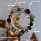 Aquarius Zodiac Crystal Bracelet – Green Vitality & Black Gold Super 7 Healing Stone Bracelet for Courage, Self-Empowerment, and Harmony