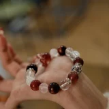 Aries Zodiac Crystal Bracelet – Red Tiger’s Eye & White Phantom Armor for Leadership, Luck, and Social Harmony
