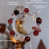 Aries Zodiac Crystal Bracelet – Red Tiger’s Eye & White Phantom Armor for Leadership, Luck, and Social Harmony