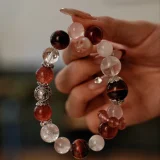 Aries Zodiac Crystal Bracelet – Red Tiger’s Eye & White Phantom Armor for Leadership, Luck, and Social Harmony