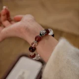 Aries Zodiac Crystal Bracelet – Red Tiger’s Eye & White Phantom Armor for Leadership, Luck, and Social Harmony