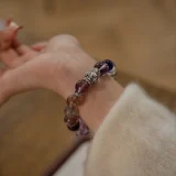 Capricorn Zodiac Crystal Bracelet – White Crystal Protection & Black Gold Super 7 Bracelet for Warding Off Negativity and Manifesting Ambition