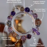Capricorn Zodiac Crystal Bracelet – White Crystal Protection & Black Gold Super 7 Bracelet for Warding Off Negativity and Manifesting Ambition