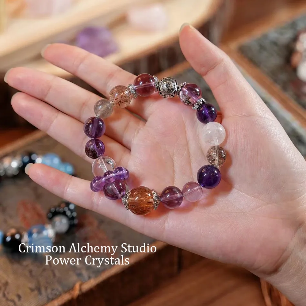 Capricorn Zodiac Crystal Bracelet – White Crystal Protection & Black Gold Super 7 Bracelet for Warding Off Negativity and Manifesting Ambition