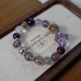 Capricorn Zodiac Crystal Bracelet – White Crystal Protection & Black Gold Super 7 Bracelet for Warding Off Negativity and Manifesting Ambition