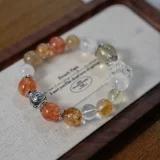 Gemini Zodiac Crystal Bracelet – Red Phantom Harmony & Golden Wealth Shield for Communication, Teamwork, and Opportunistic Energy