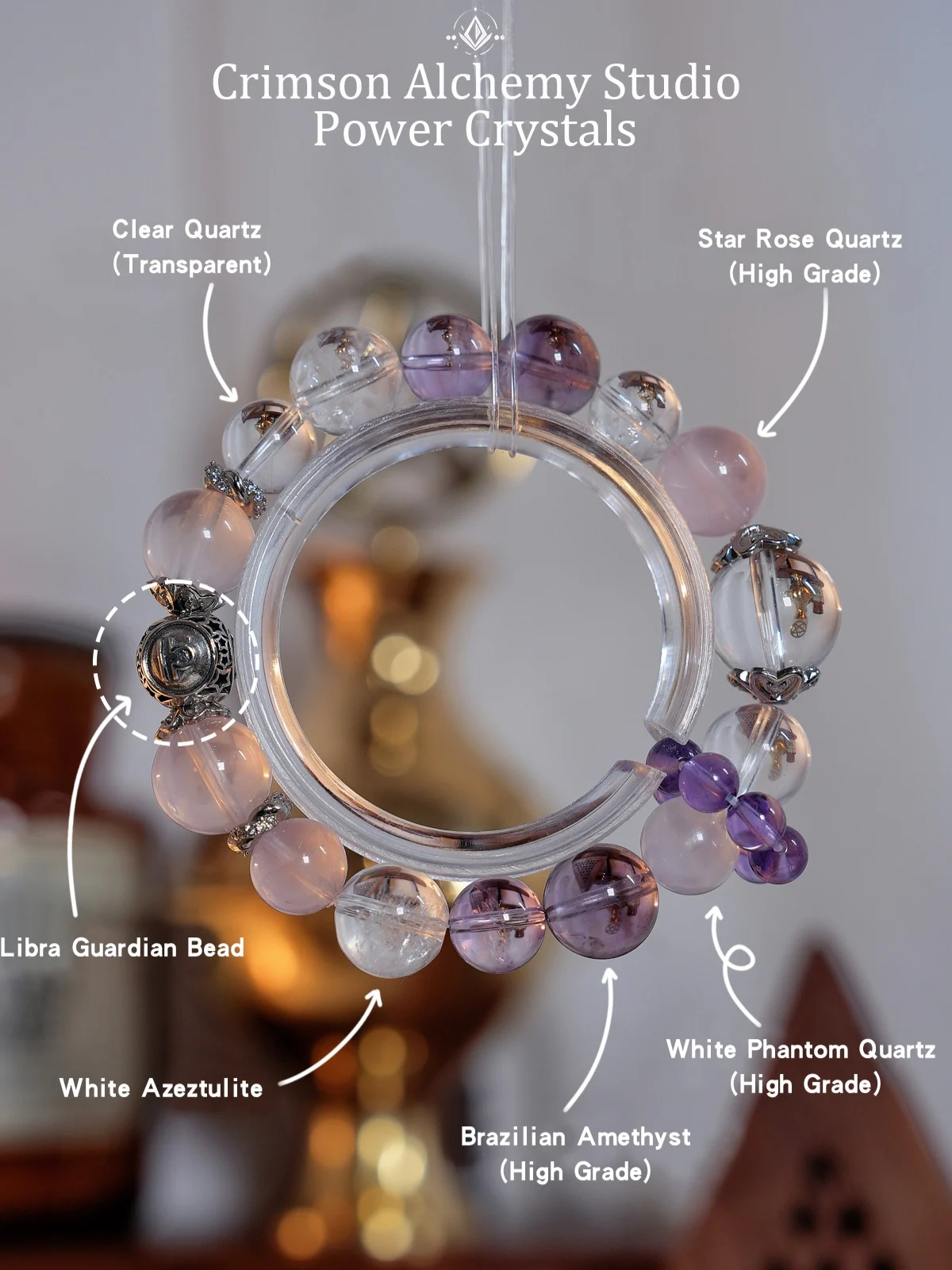 Libra Zodiac Crystal Bracelet – Rose Quartz Harmony & Amethyst Insight for Social Grace and Cosmic Balance