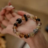 Pisces Zodiac Crystal Bracelet– Golden Abundance & Silver Guardian for Financial Flow and Spiritual Protection