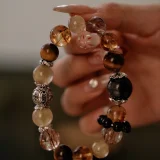 Pisces Zodiac Crystal Bracelet– Golden Abundance & Silver Guardian for Financial Flow and Spiritual Protection