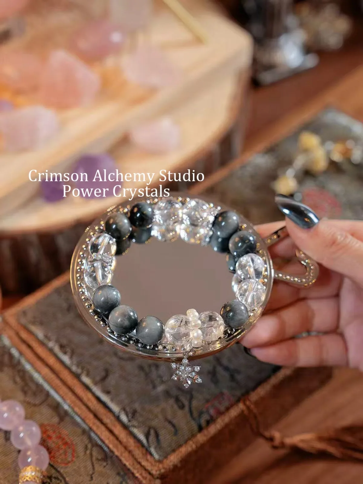 Silent Peaks: Dual Metal-Water Element Crystal Bracelet for Energy Amplification & Gentle Protection
