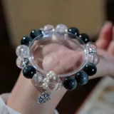 Silent Peaks: Dual Metal-Water Element Crystal Bracelet for Energy Amplification & Gentle Protection