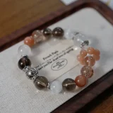 Taurus Zodiac Crystal Bracelet– Smoky Quartz Clarity & Sunstone Harmony for Grounded Empathy and Collaborative Energy