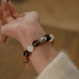 Taurus Zodiac Crystal Bracelet– Smoky Quartz Clarity & Sunstone Harmony for Grounded Empathy and Collaborative Energy