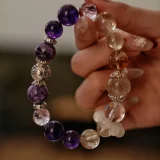 Virgo Zodiac Crystal Bracelet – Amethyst Insight & Golden Shield Bracelet for Attracting Mentors, Defending Ambition
