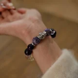 Virgo Zodiac Crystal Bracelet – Amethyst Insight & Golden Shield Bracelet for Attracting Mentors, Defending Ambition