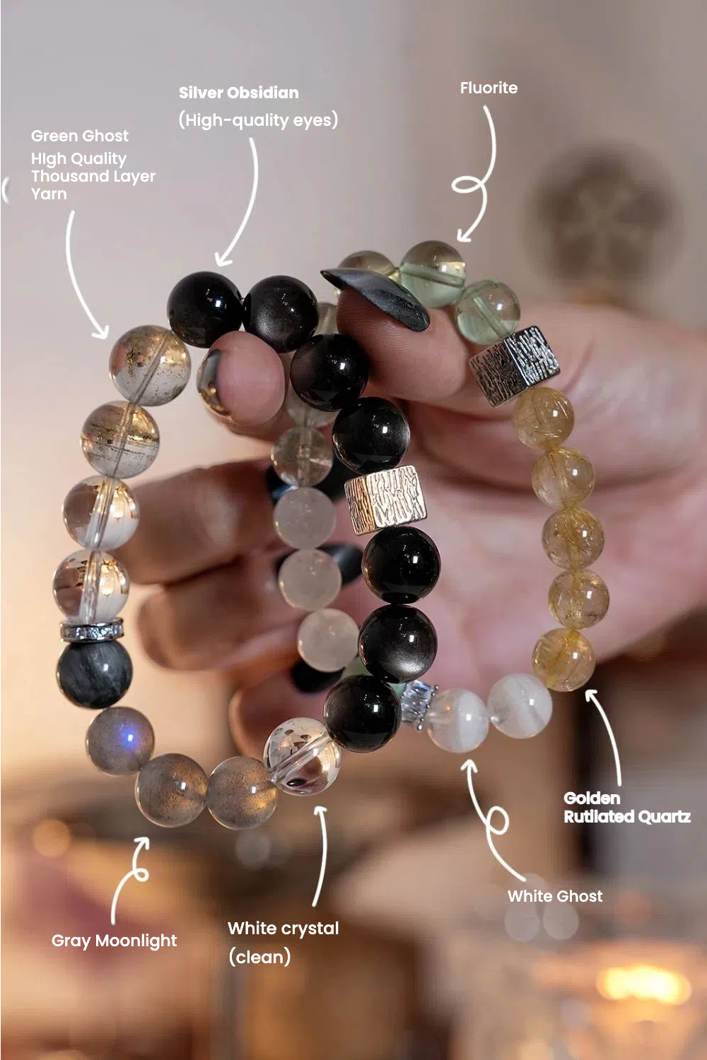 Through Thick & Thin” Couple’s Crystal Bracelet Set – Bazi-Aligned Adversity Gemstones for Unbreakable Bonds