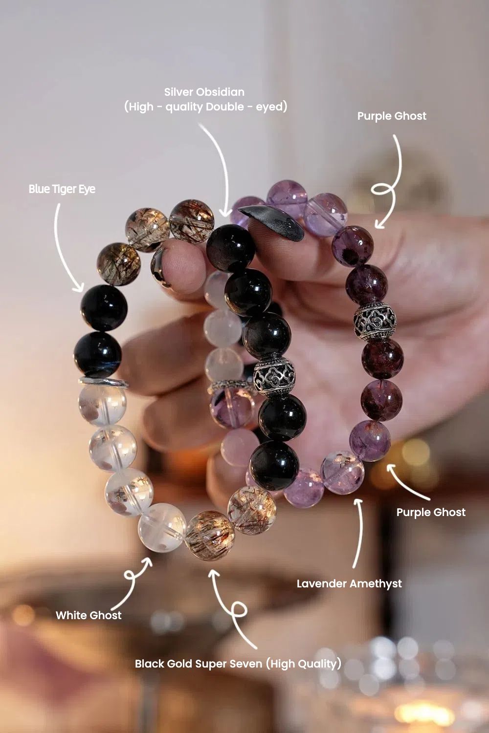 Unwavering Devotion” Couple’s Crystal Bracelet Set – Personalized Feng Shui Gemstone Wristbands for Love & Commitment