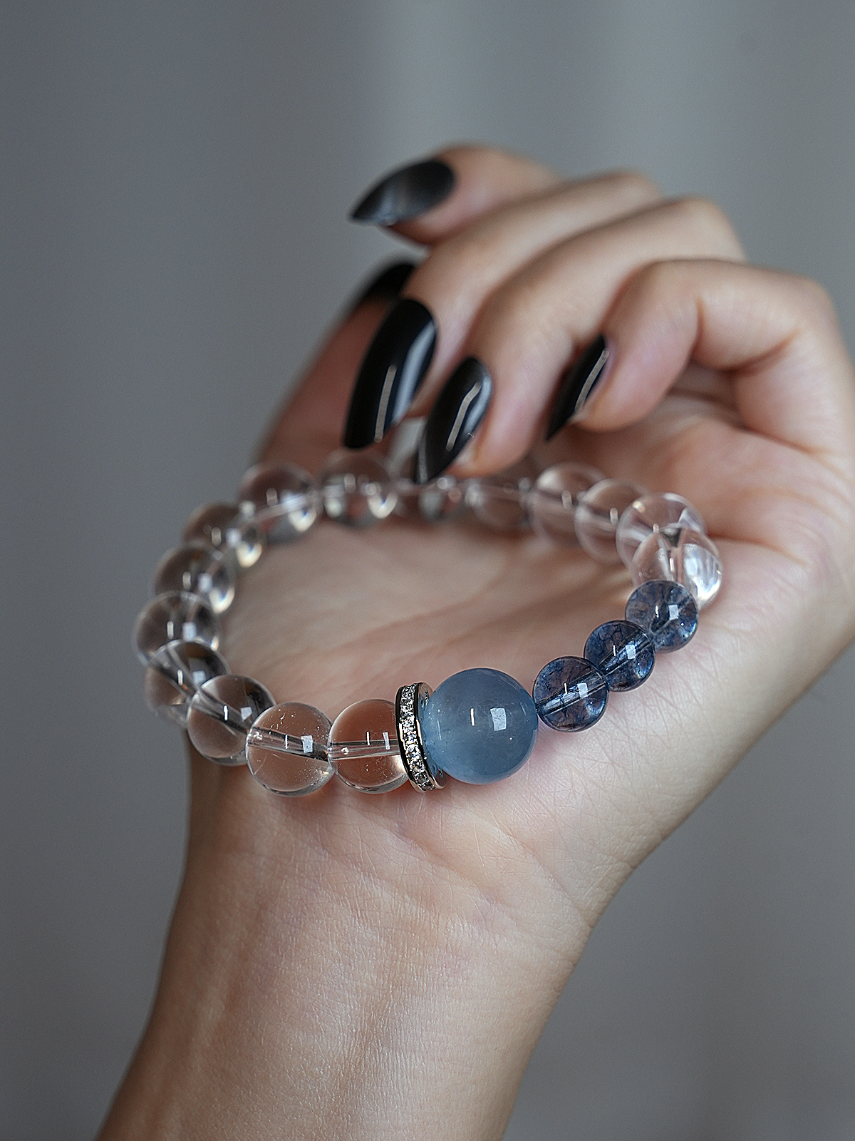 “Pristine Mountain Crystal Bracelet – Clear Quartz & Aquamarine for Clarity & Emotional Purification”-148