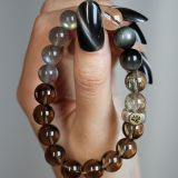 “Fortune’s Favor Crystal Bracelet – Smoky Quartz & Green Tourmaline for Luck Transformation & Protection”-145