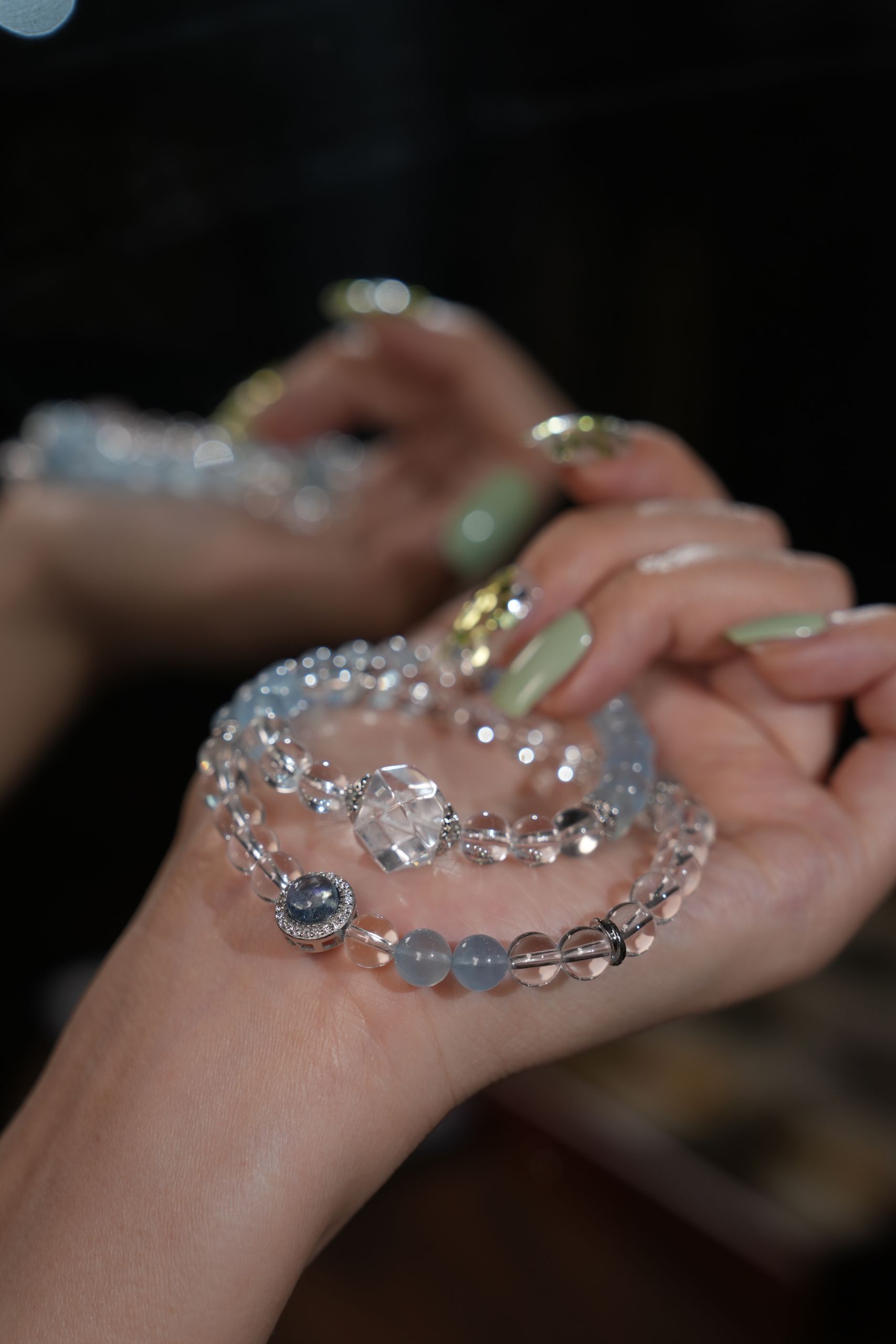 “Glacial Coast Crystal Bracelet – Aquamarine & Clear Quartz for Clarity, Courage & Purification”-196