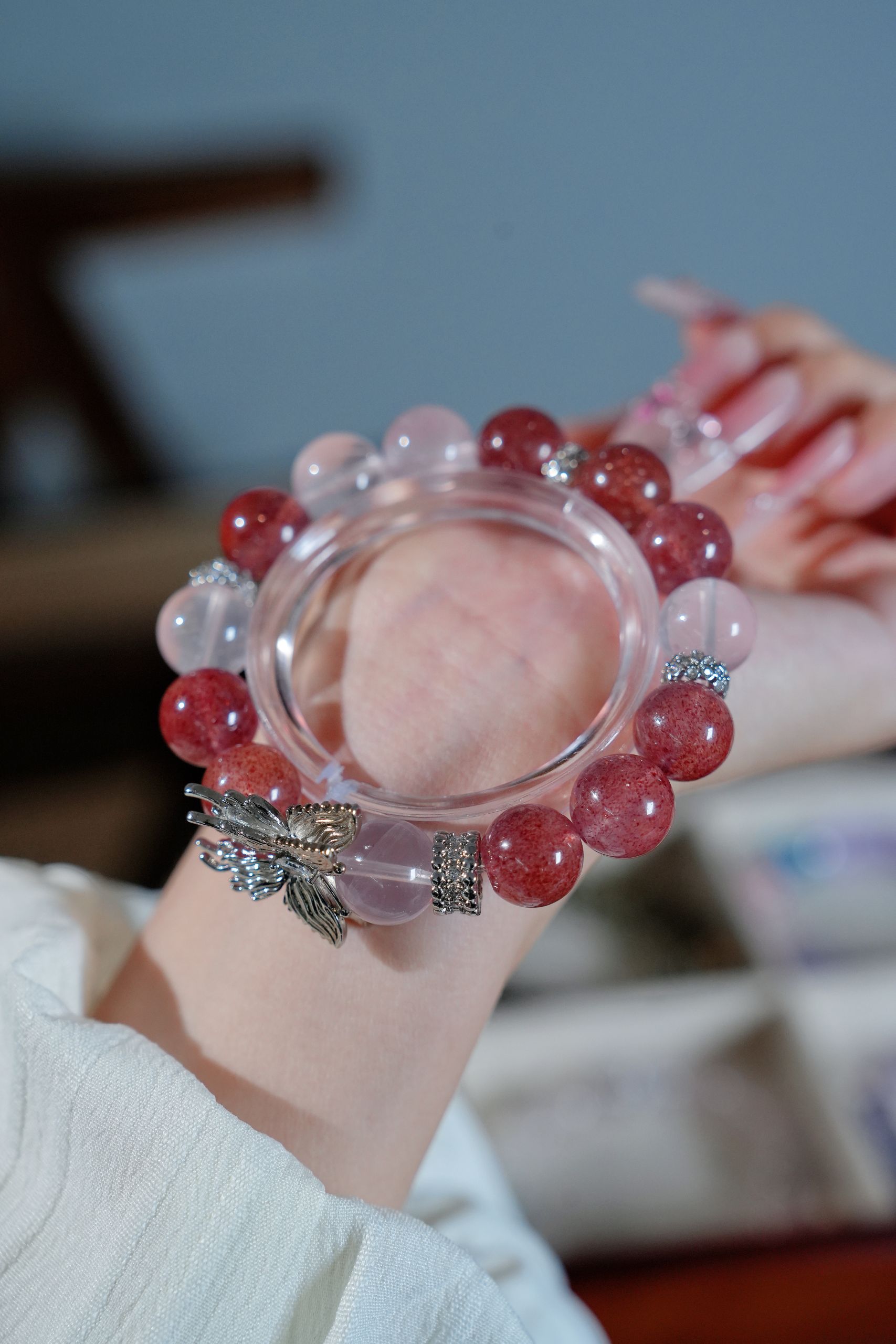 “Pink Silver Fairy Crystal Bracelet – Love Magnet & Social Charm”-253