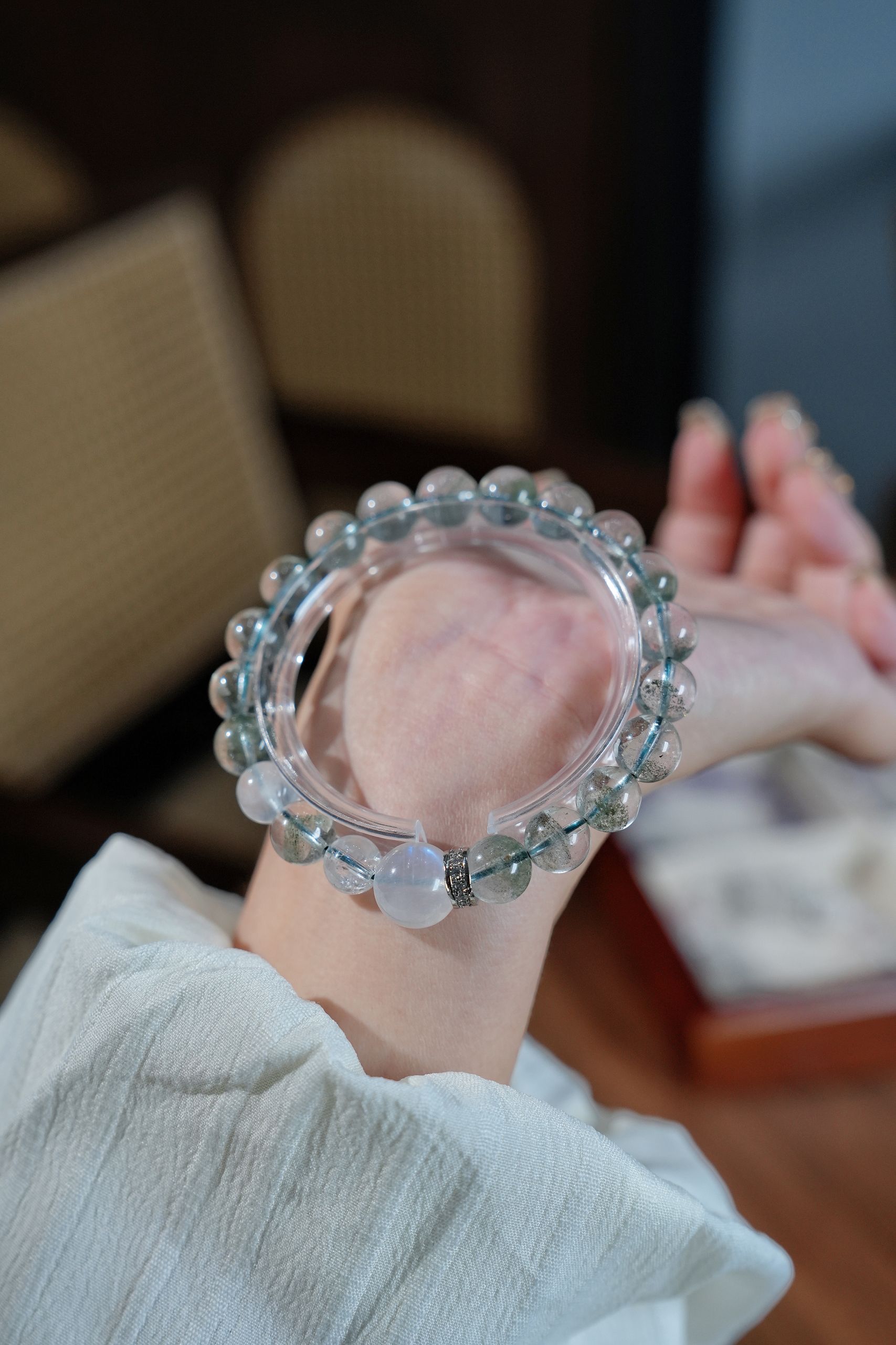 “Dreamlike Blue Mist Crystal Bracelet – Serenity & Manifestation”-268