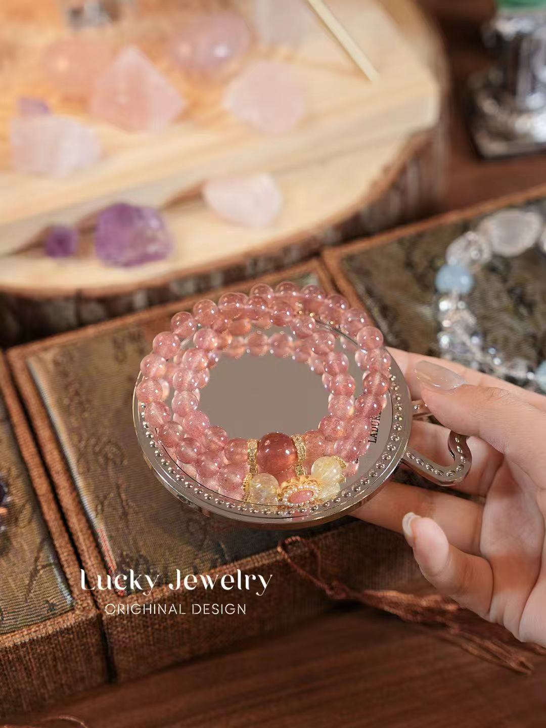 “Blushing Peach Crystal Bracelet – Love & Wealth Magnet”-297